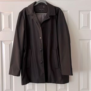 Calvin Klein Black Raincoat, Dressy, Mens M, Lining, inside and out pockets